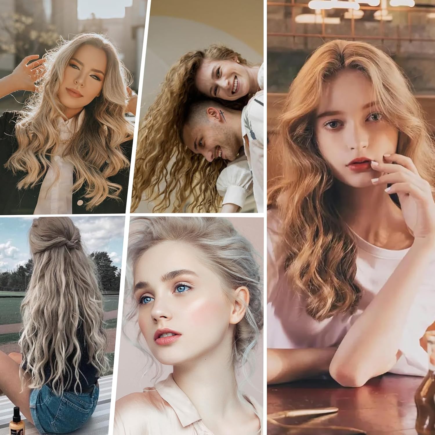 janelove – Rizador de pelo 5 en 1, rizador de pelo de 3 barriles y 4 rizadores de cerámica intercambiables (0.39 a 1.25 pulgadas), rizador de pelo
