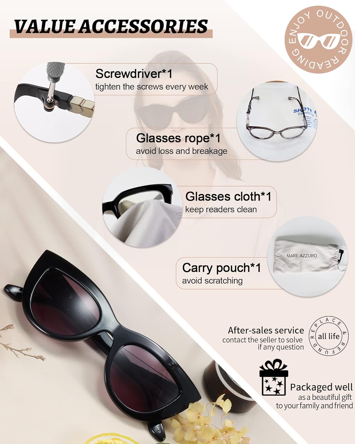 MARE AZZURO Gafas de sol con lector de ojos de gato 3.00+ lentes de lectura solar para mujer 1.0 1.25 1.5 1.75 2.0 2.25 2.5 2.75 3.0 3.5 4.0 (negro,