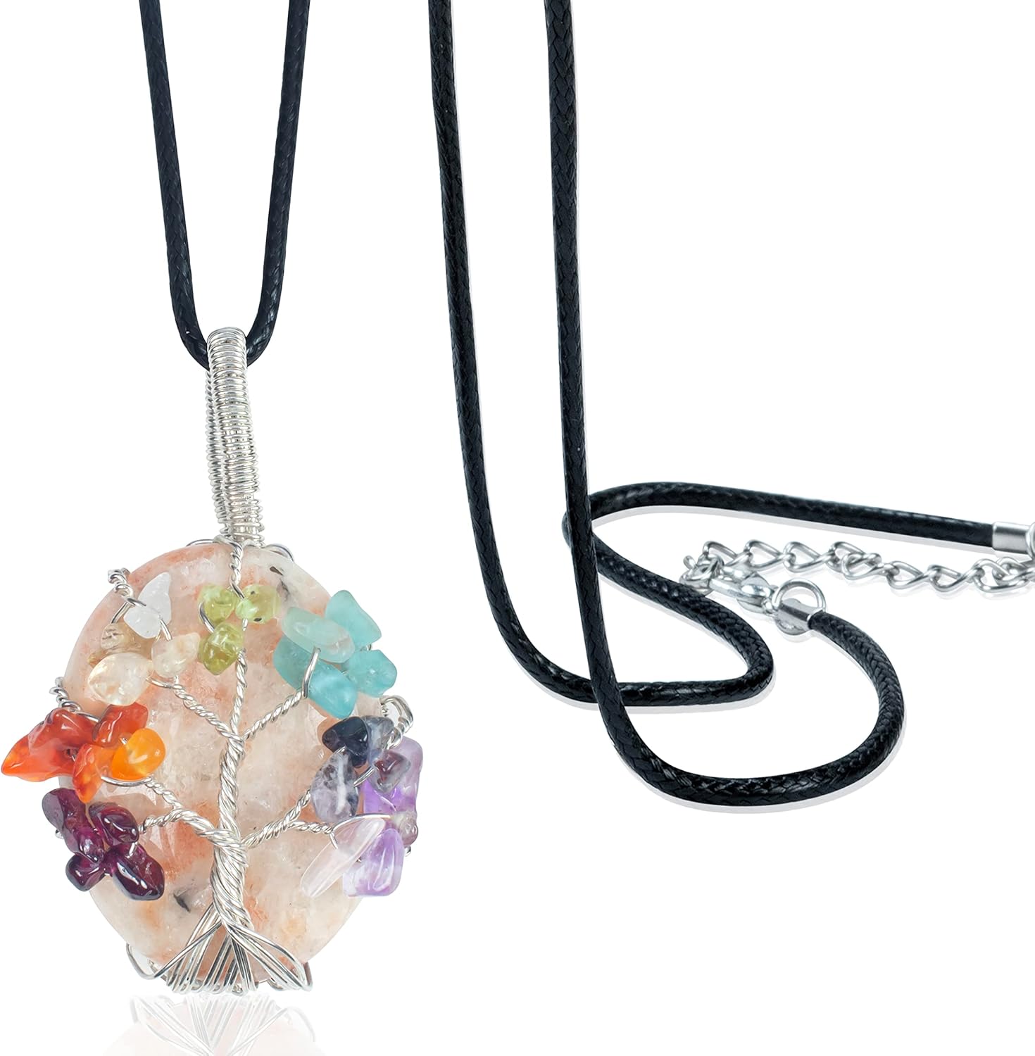 Crocon Gemstone Pendant Necklace Handmade Reiki Healing Crystal Amulet Natural Stone Jewelry for Unisex Gift