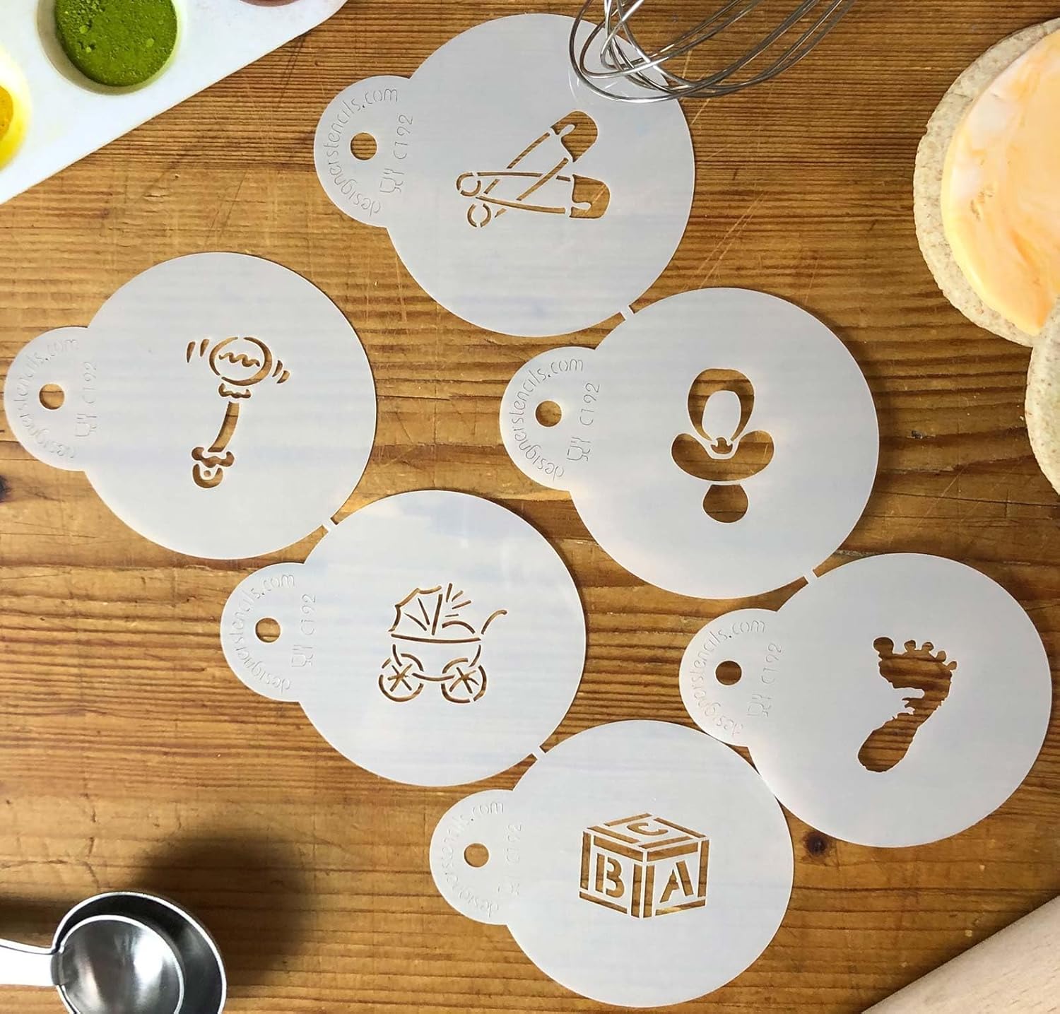 Designer Stencils Plantillas para dulces y galletas, pequeñas, beigesemitransparentes