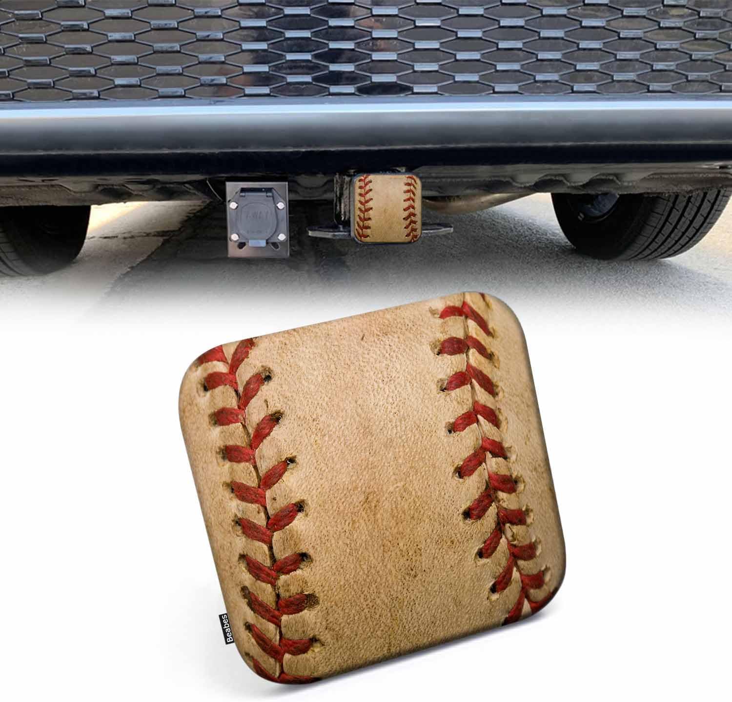 Beabes Fundas de enganche de remolque de béisbol, grunge deportivo de cuero desgastado, cubierta de enganche de remolque de 2 pulgadas, tapa de