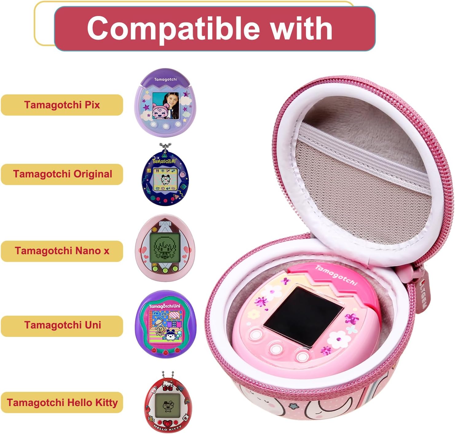 LTGEM Funda compatible con Tamagotchi PixTamagotchi OriginalTamagotchi Nano xTamagotchi Hello KittyTamagotchi Uni, funda protectora de transporte