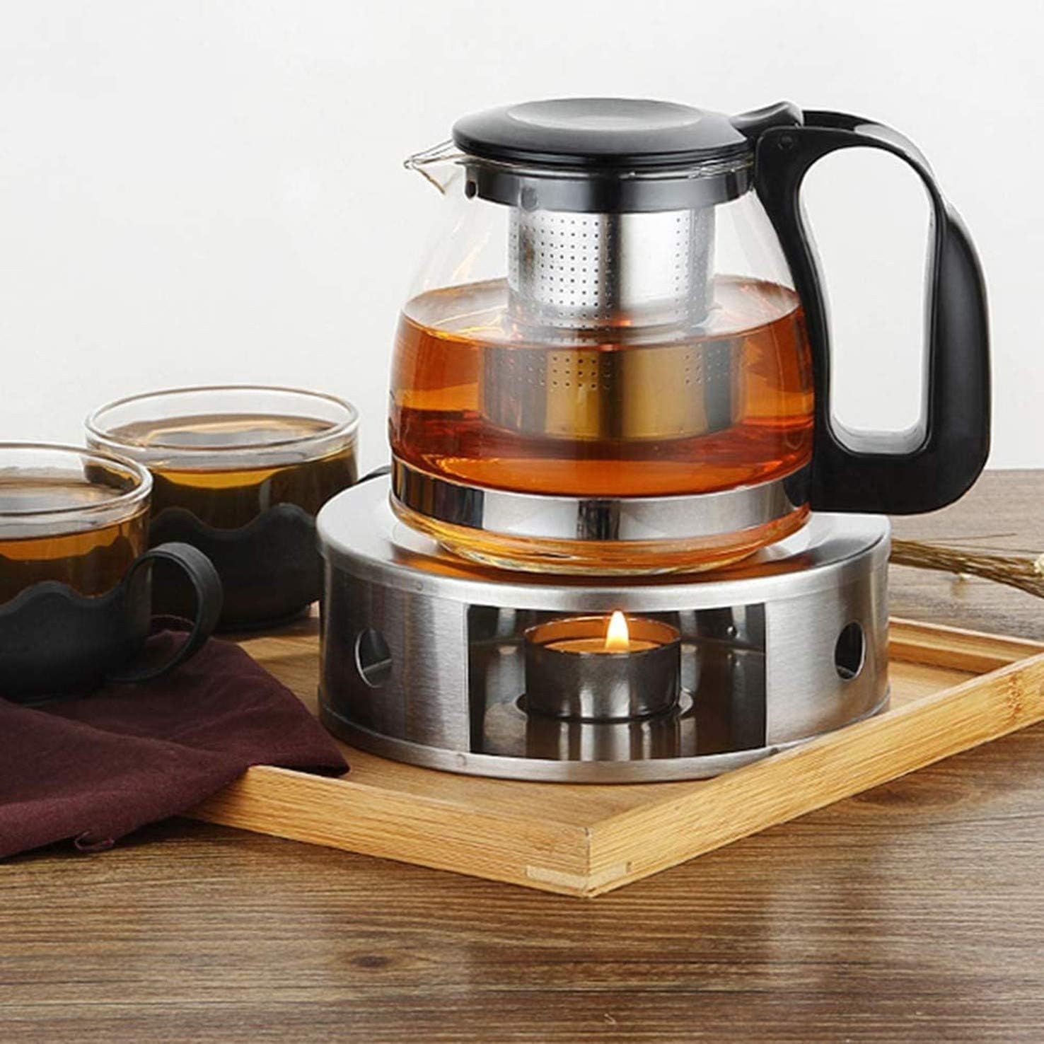 NewlineNY – Calentadores de té de café de acero inoxidable, doble 6 pulgadas circulares de té de hierbas (vela no incluida)