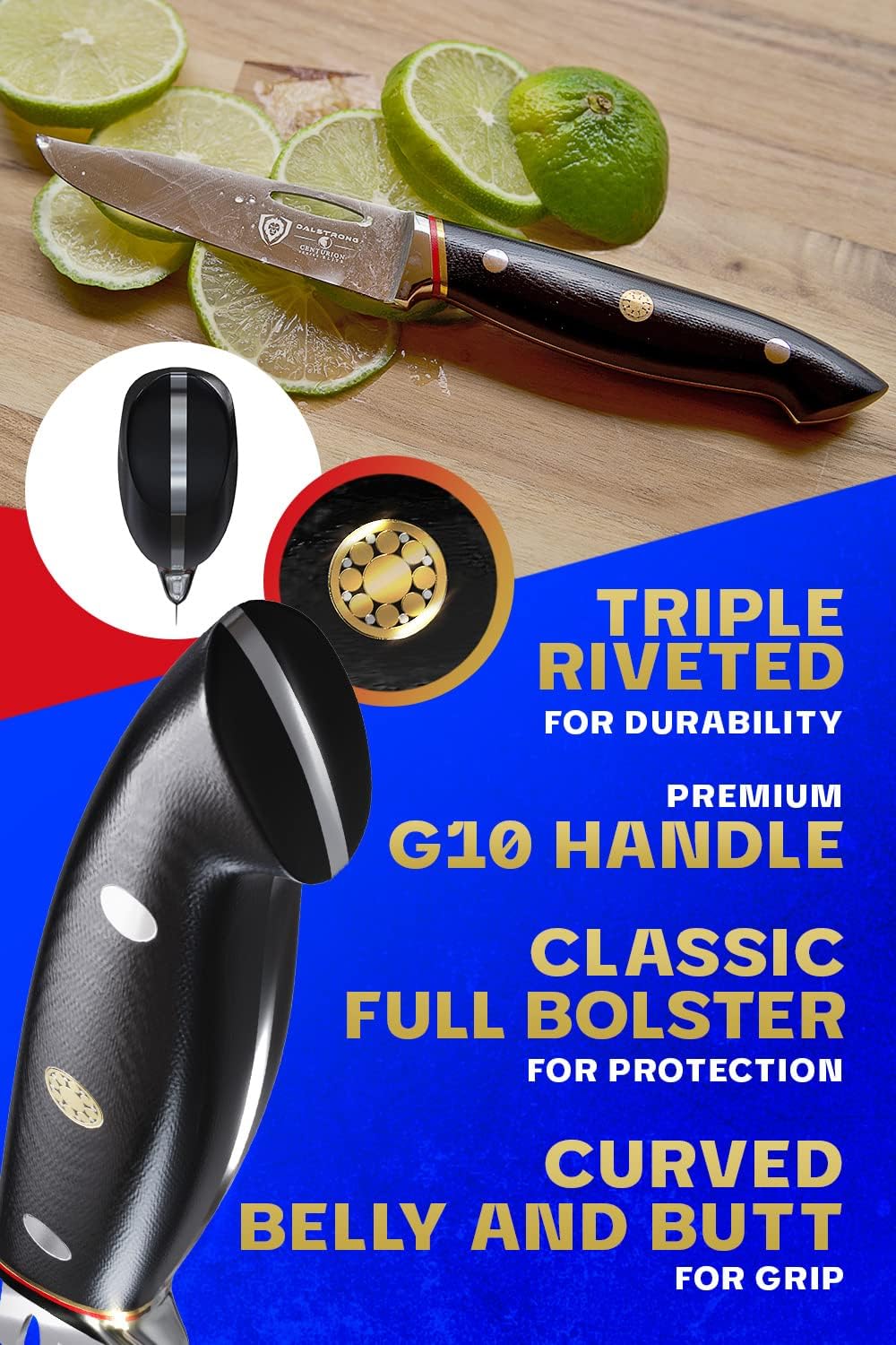 Dalstrong Cuchillo de pelar  3.5 pulgadas  Serie Centurion  Cuchillo de cocina sueco 14C28N de acero inoxidable de alto carbono  Mango G10  Fruta,