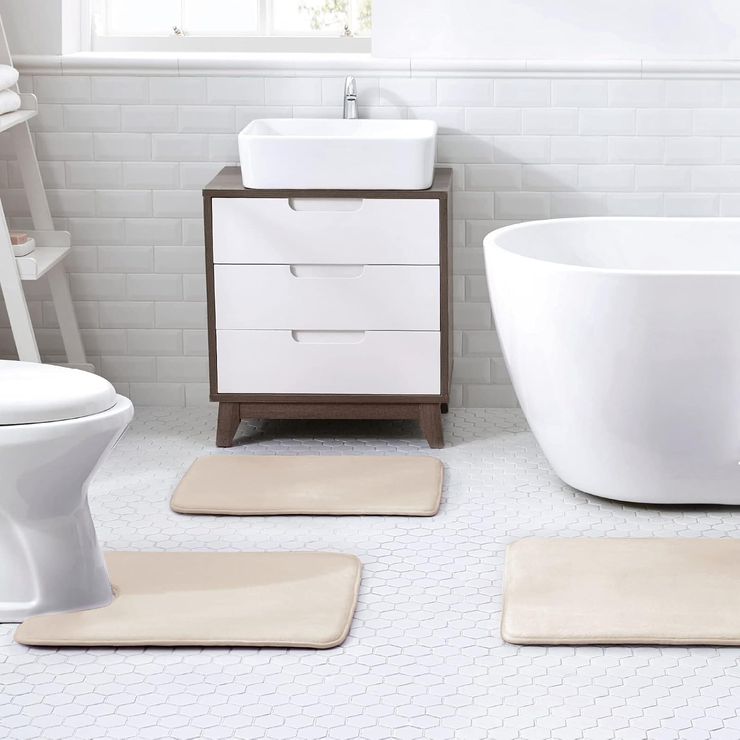 Walensee – Tapete de baño de espuma viscoelástica extra grueso, antideslizante, absorbente y súper acogedor, tapete de baño de terciopelo suave de
