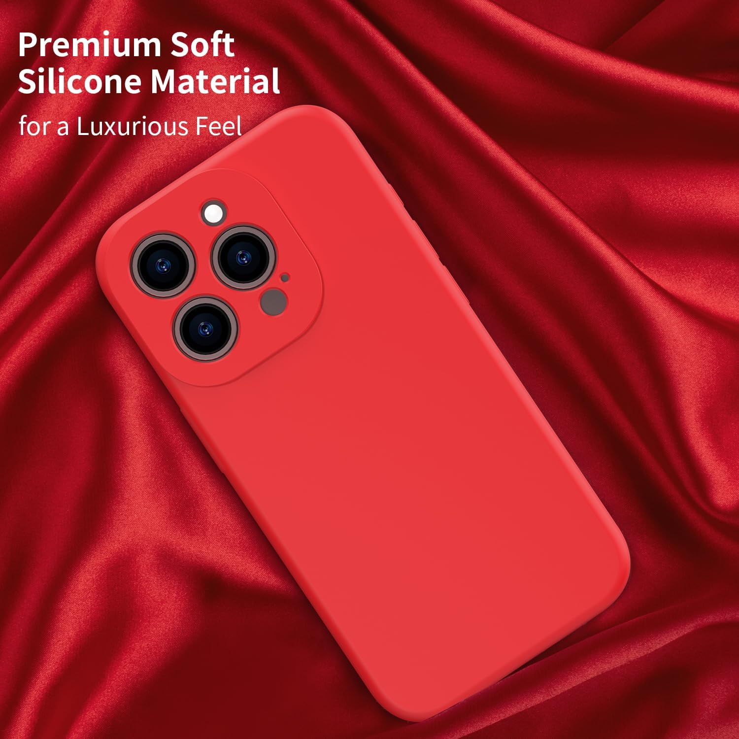 bicol Funda compatible con iPhone 15 Pro con protector de pantalla, protección mejorada del lente de la cámara, funda protectora de silicona líquida