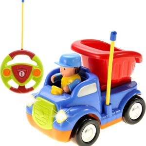 PowerTRC Camión de control remoto de radio de dibujos animados Coche de construcción RC lindo con música y luz para niños pequeños (azul) PowerTRC Camión de control remoto de radio de dibujos animados Coche de construcción RC lindo con música y luz para niños pequeños (azul)