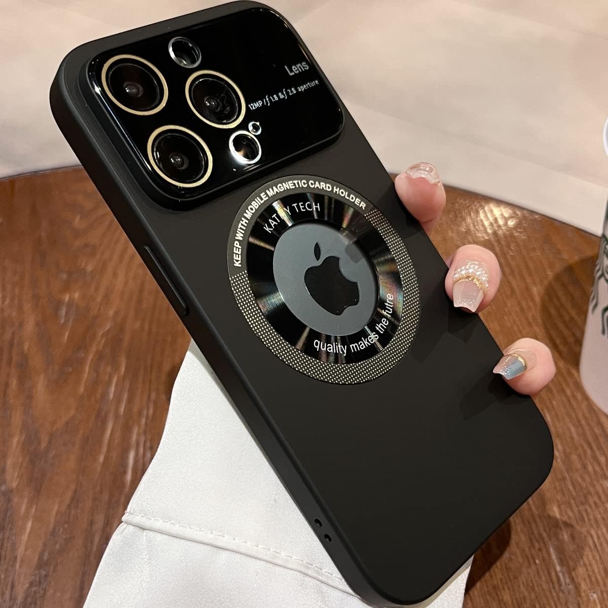 Funda magnética para iPhone 13 Pro, vista del logotipo, protector de cámara de lente de cristal de ventana, compatible con Magsafe, fundas duras a