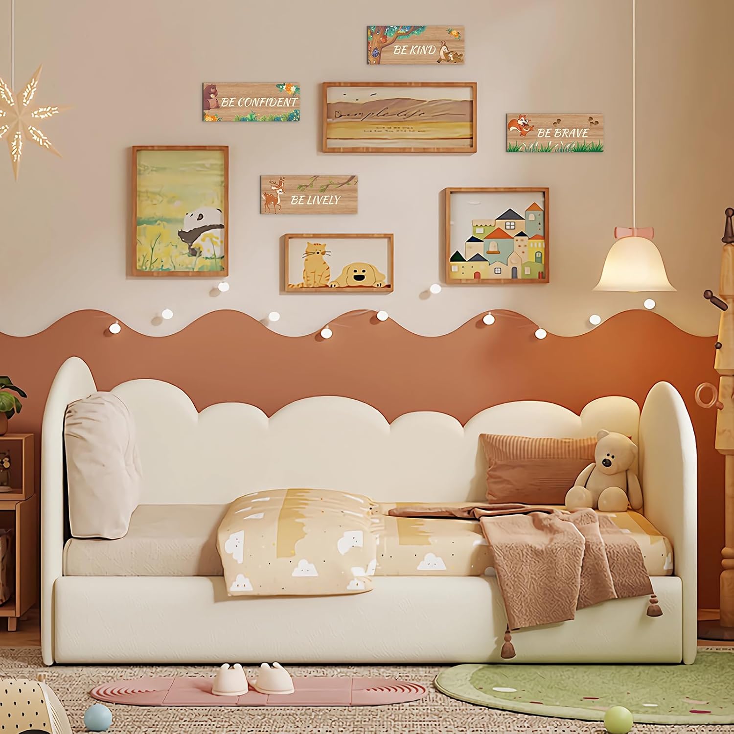 CLOMAY 4 Pieces Baby Safari Nursery Decor, Vibrant Woodland Nursery Decor for Kids Room, Adorable Nursery Wall Decor For Baby Room BedroomBrown