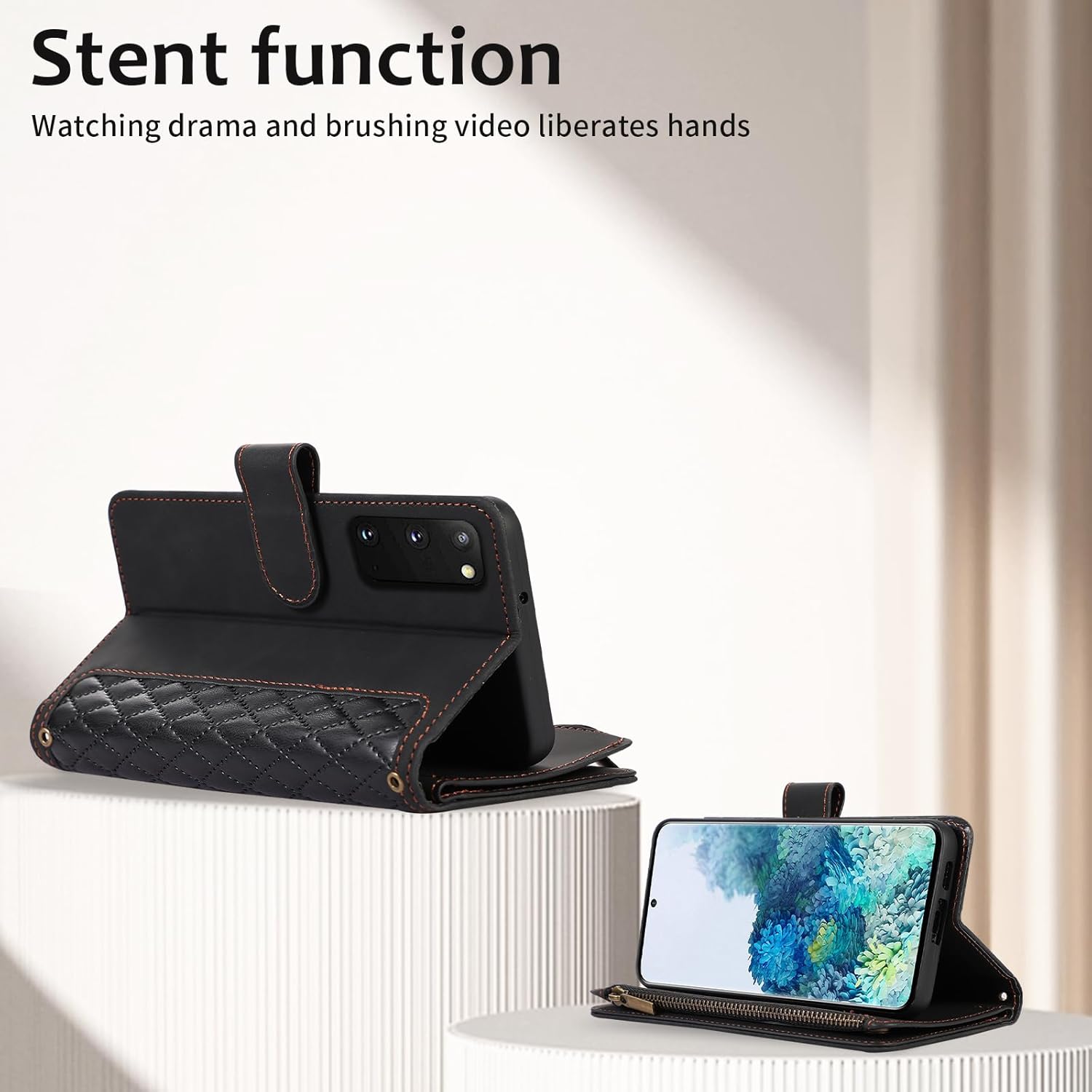 Asuwish Funda de teléfono para Samsung Galaxy S20 FE 5G 6.5 pulgadas con protector de pantalla de vidrio templado y tarjetero con cremallera
