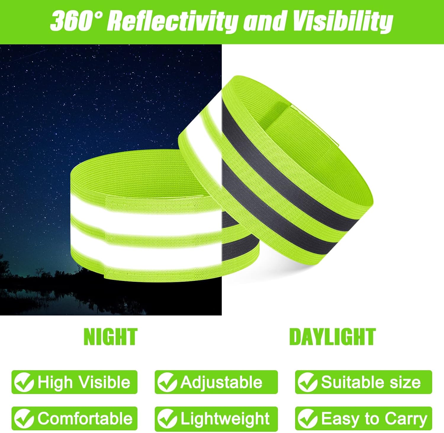 Yilloog 150 Pieces Reflective Arm Bands for Night Walking Reflective Ankle Band for Runners Reflective Wrist Band Cycling Reflective Running Gear