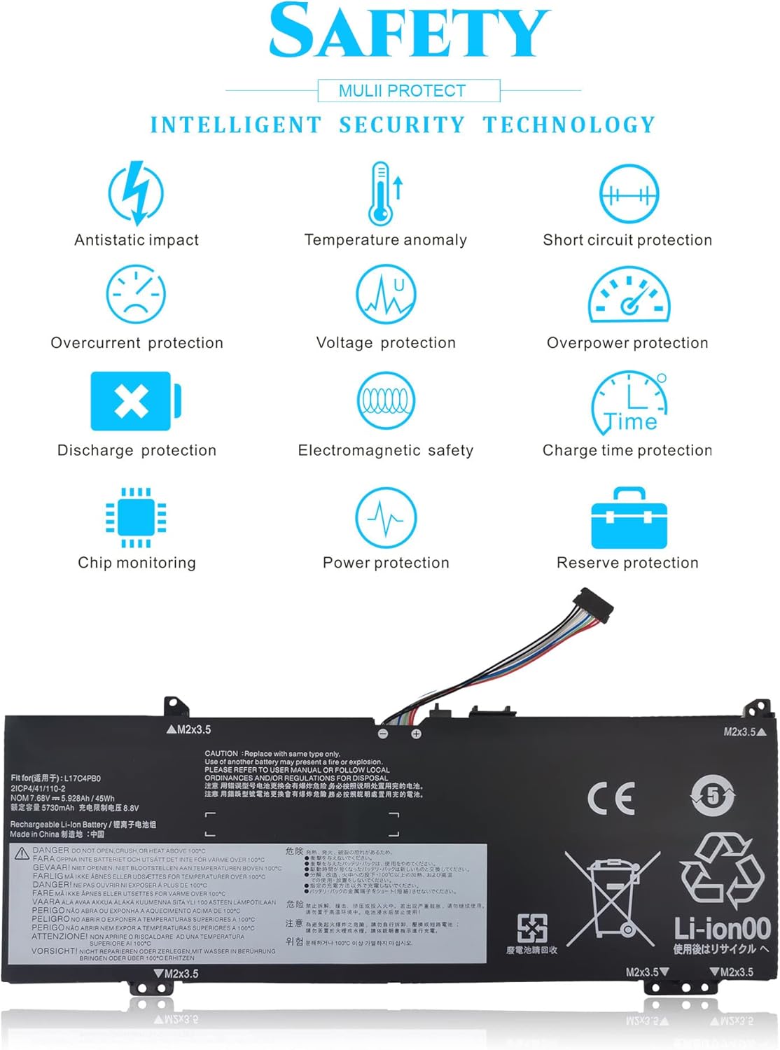 L17C4PB0 L17M4PB0 – Batería para portátil Flex 6-14IKB 14ARR IdeaPad 530S-14ARR 530S-14IKB 530S-15IKB Series Yoga 530-14ARR 530-14IKB L17C4PB2