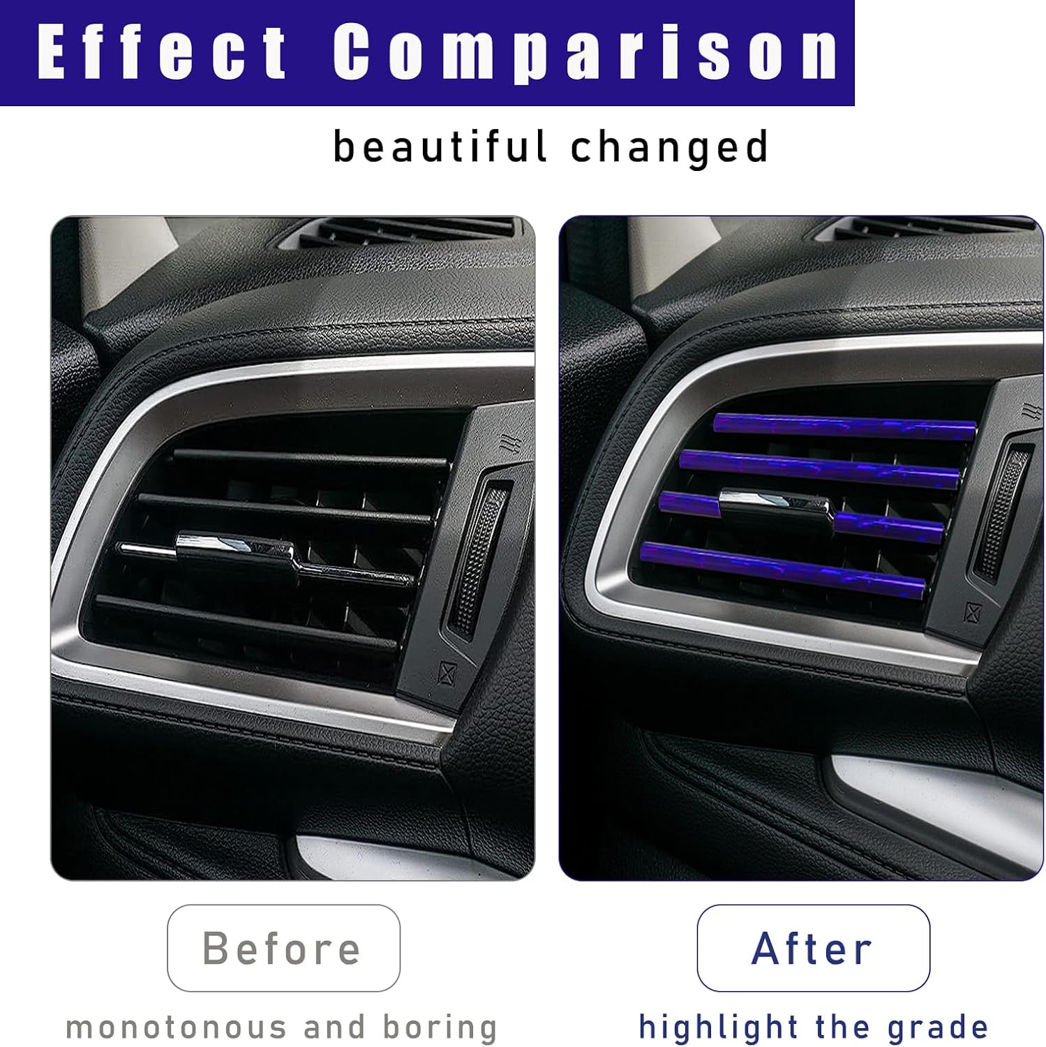 20 tiras decorativas de ventilación de aire acondicionado de automóvil, decoración de ventilación de aire impermeable y flexible, accesorios