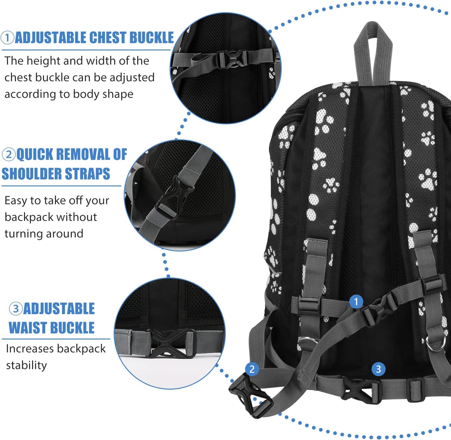 YESLAU Mochila transportadora para perros pequeños y medianos, bolsa de viaje, paquete frontal, transpirable, ajustable, con tiras reflectantes de