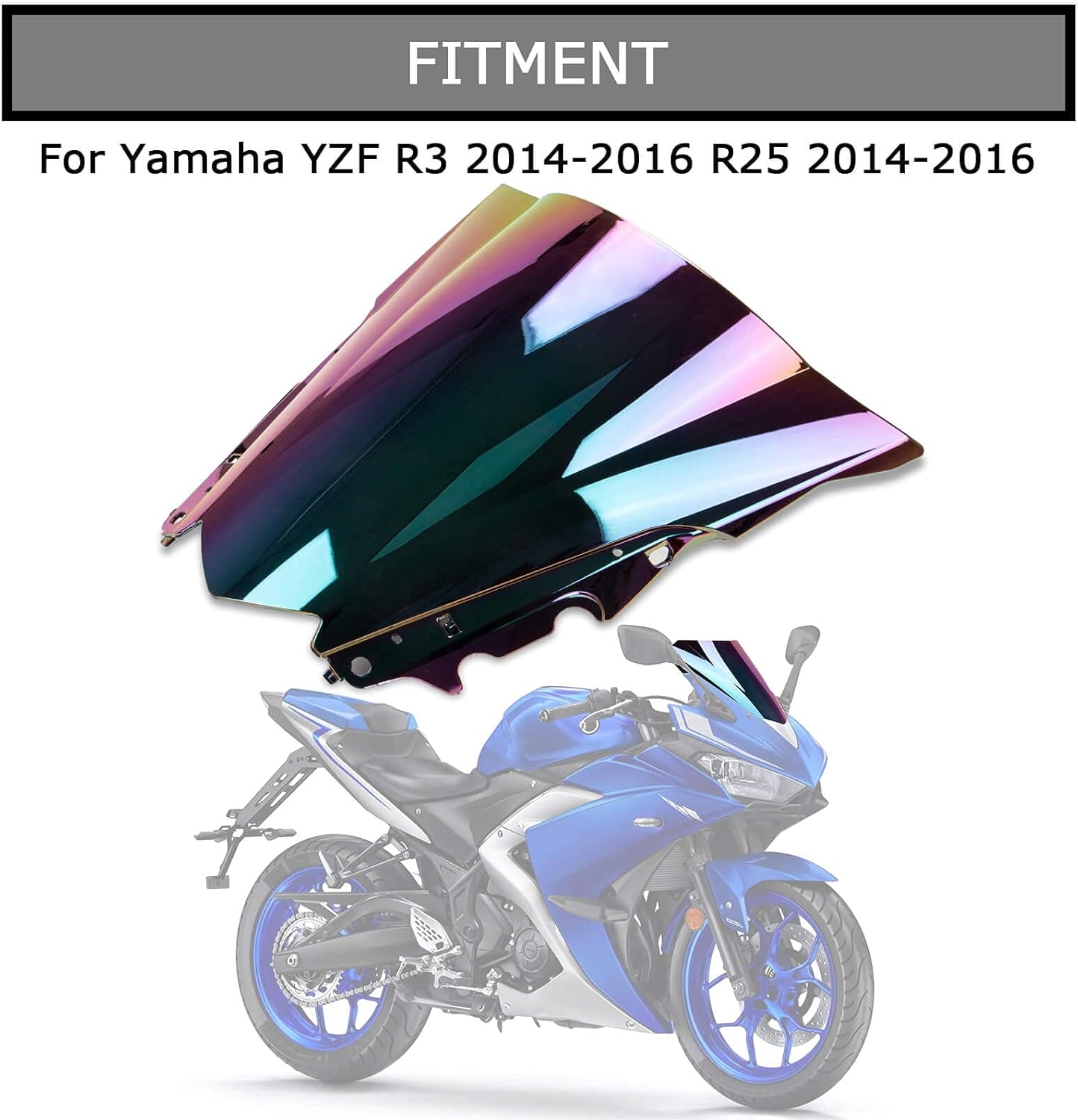 PSLER Parabrisas doble burbuja para YZF R3 R25 2014-2018 2014 2015 2016 2017 2018 (iridio)