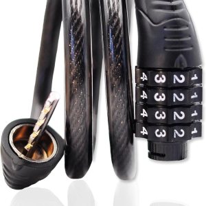 Candado de cable combinado para bicicleta, 4 dígitos, 32 pulgadas de largo, bloqueo de cable reiniciable, accesorios antirrobo para bicicleta de Candado de cable combinado para bicicleta, 4 dígitos, 32 pulgadas de largo, bloqueo de cable reiniciable, accesorios antirrobo para bicicleta de