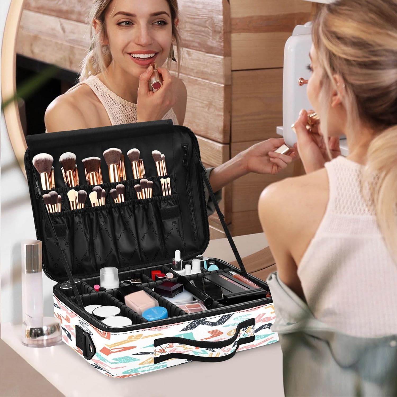 Alfabeto de estilo escandinavo maquillaje de viaje cosmético bolsa de maquillaje bolsa de maquillaje de viaje bolsas de maquillaje para mujeres