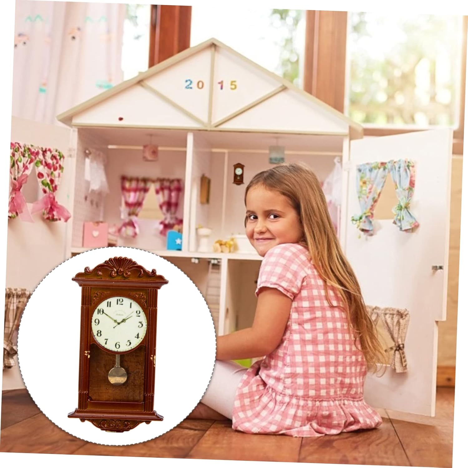Accesorios para muebles en miniatura para casa de muñecas – Casa de muñecas Reloj romano Muñecas de madera Casa de muñecas Juguete miniatura Mini