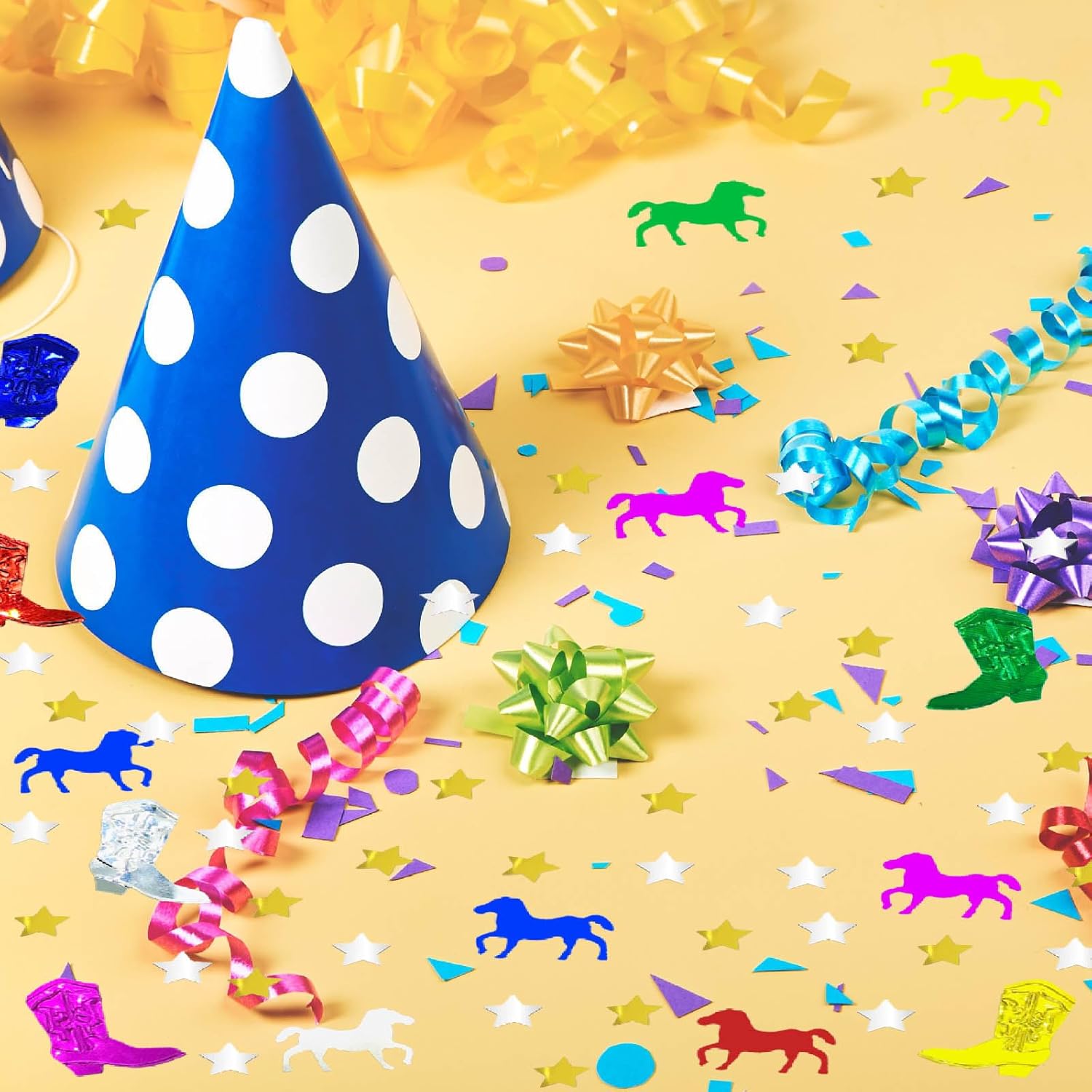 Decoración de fiesta, confeti de vaquero del oeste, botas de caballo de Patricio para niños, cumpleaños, bodas, baby shower, decoración de confeti