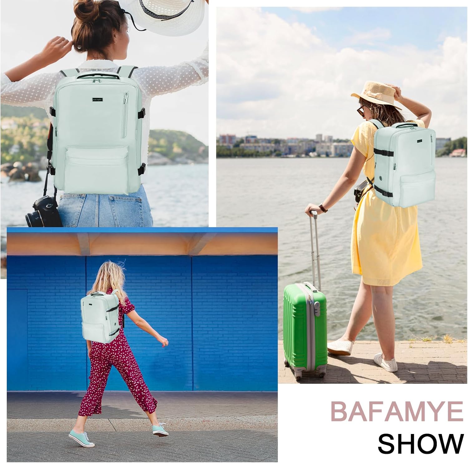 Mochila para portátil de 17 pulgadas, compatible con la TSA, puerto de carga USB, impermeable, adecuada tanto para hombres como para mujeres, Azul,