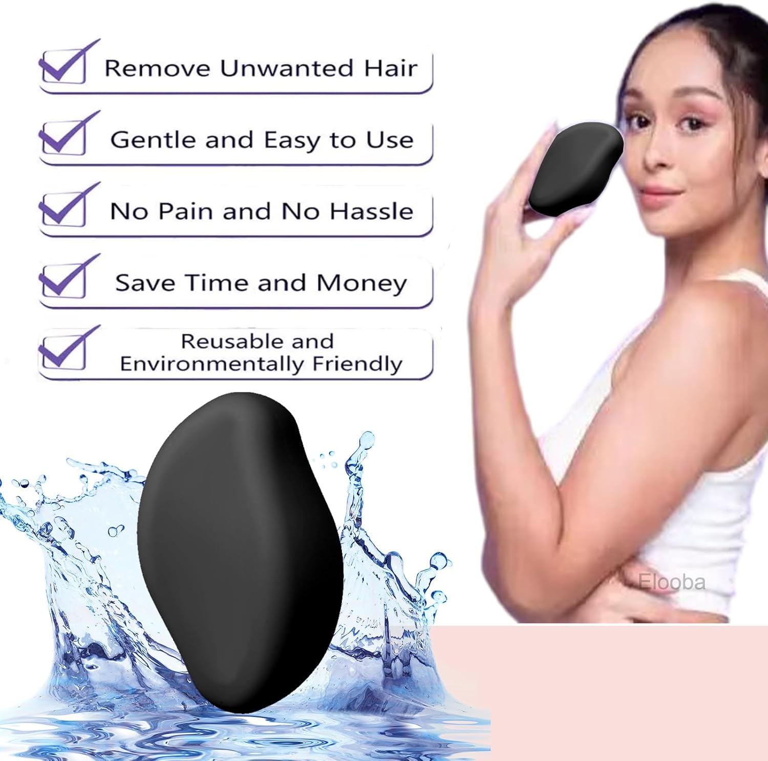 Borrador de pelo de cristal, removedor de pelo mágico de cristal para mujeres y hombres, borrador de pelo, exfoliación sin dolor, herramienta