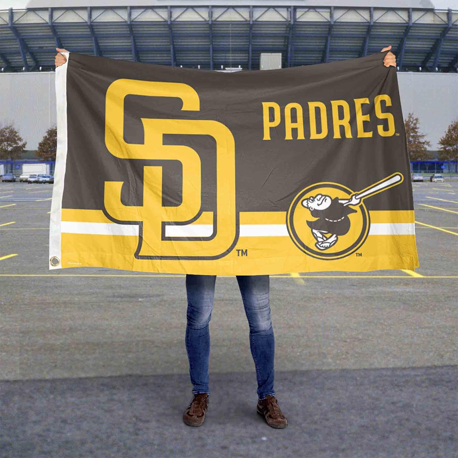 Bandera de San Diego Padres Logo Insignia de 3 x 5 pies con ojal
