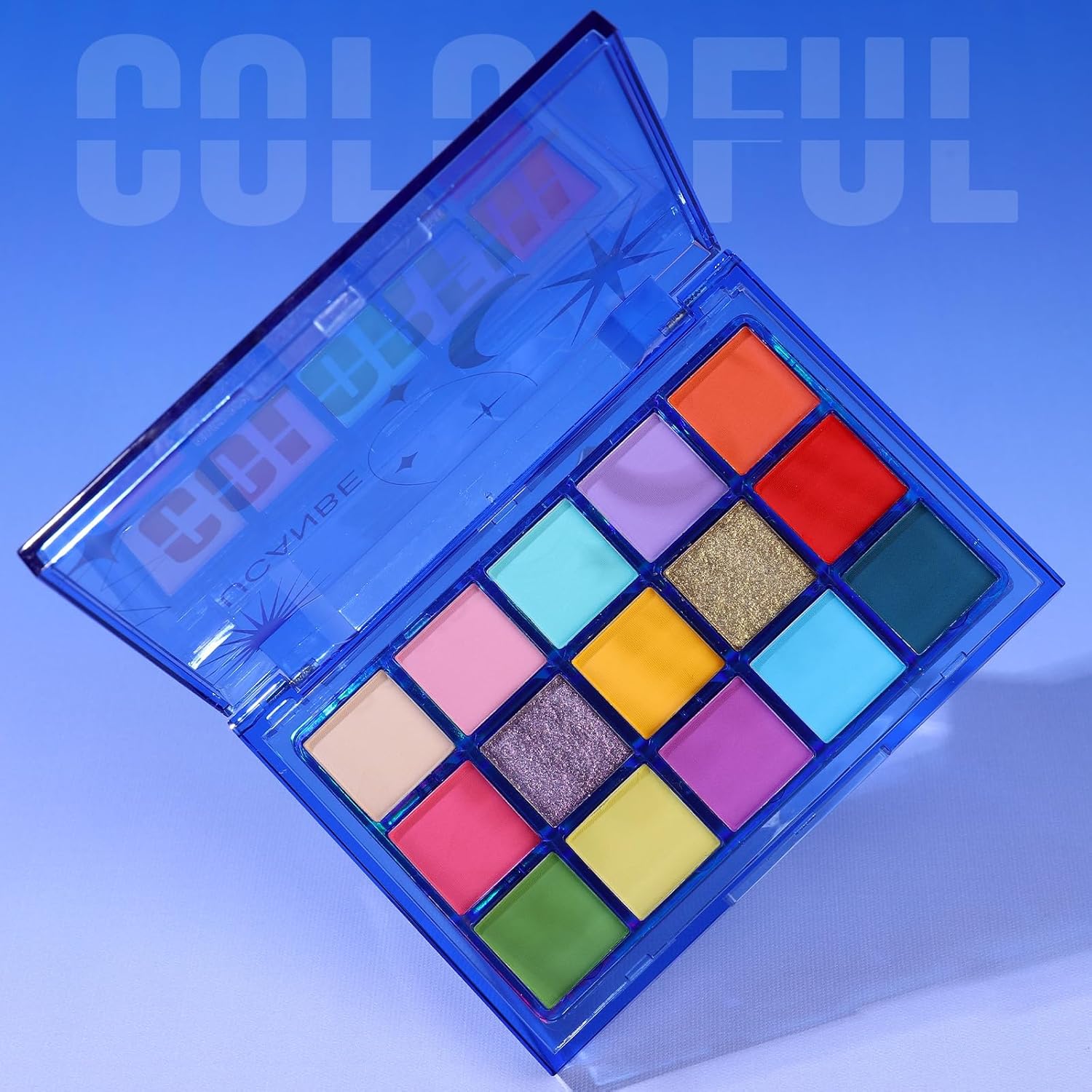 UCANBE Paleta de sombras de ojos coloridas, 15 colores vibrantes brillantes brillantes mate metálico neón paleta de maquillaje de ojos, arco iris,