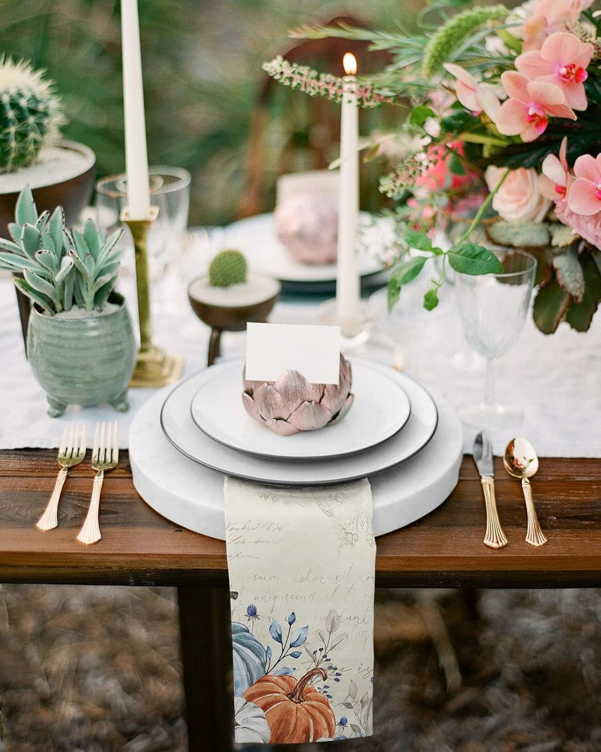 Elegant Pumpkins – Servilletas de tela de lino de 8 paquetes, servilletas reutilizables de mesa de cóctel para boda, fiesta, almuerzo, hotel,