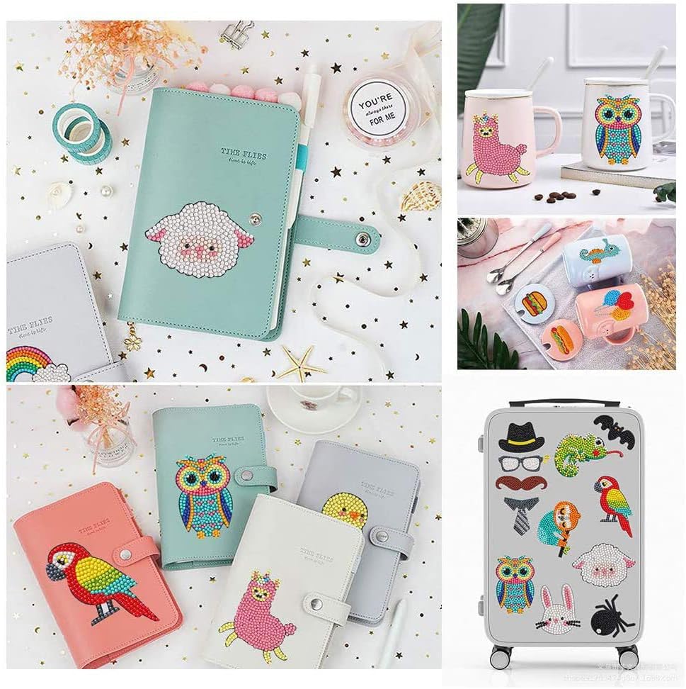 LVIITIS Kits de calcomanías de dibujos animados de pintura de diamantes para niños (24 quilates), calcomanía impermeable para hacer mosaicos para