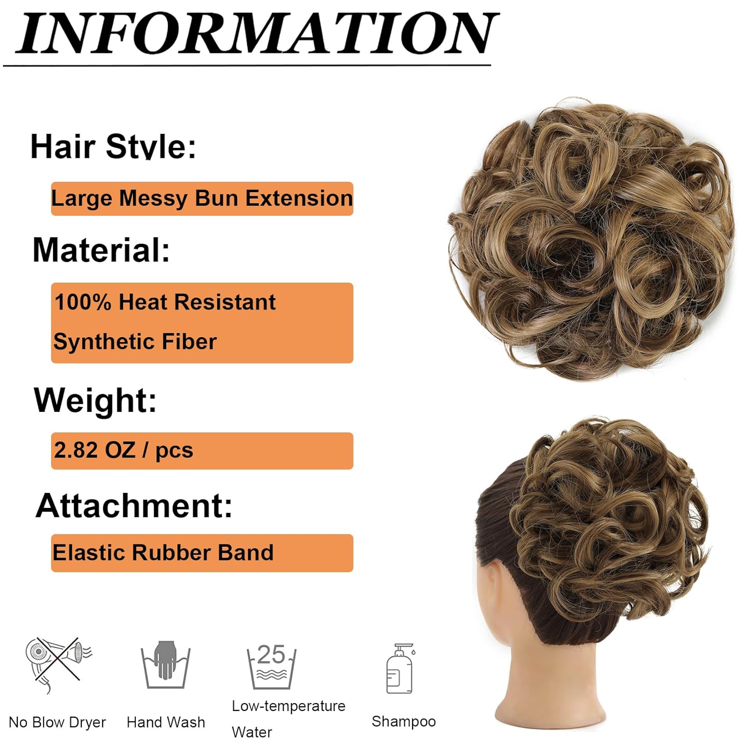 Extensiones de cabello sintético rizado y grande, 2.82 onzas, extensiones de cabello sintético con forma de dona, para mujeres y niñas (reflejos