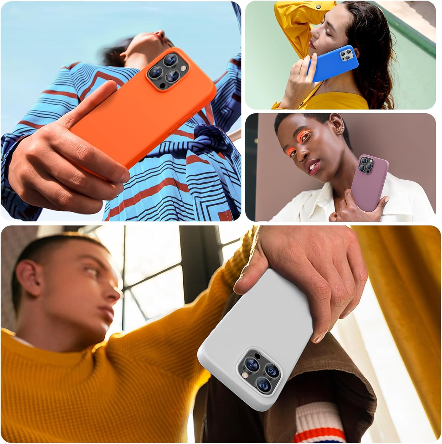 Miracase Funda diseñada para iPhone 15 Pro Max, compatible con MagSafe, con 2 protectores de pantalla, funda de silicona líquida a prueba de golpes
