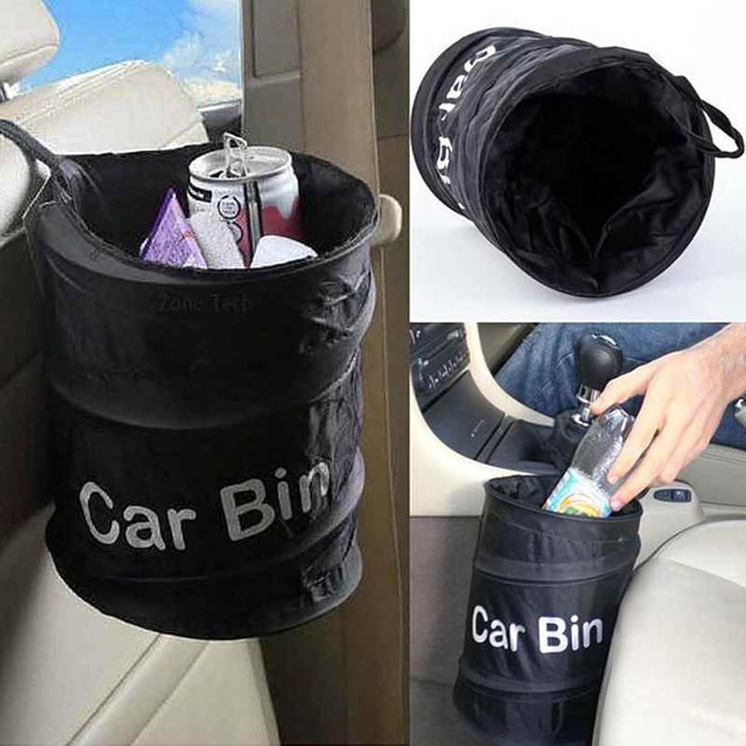 Bote de basura para automóvil, bolsa plegable con cesta de basura