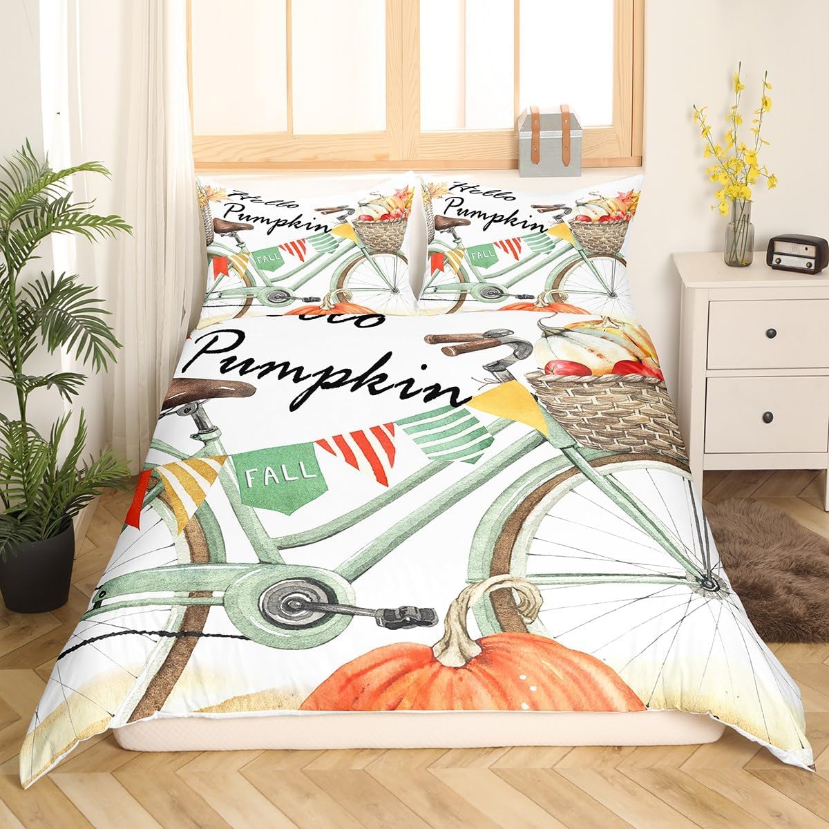 Juego de ropa de cama de otoño para niñas y niños, tamaño matrimonial, juego de funda de edredón de Acción de Gracias, decoración de habitación,