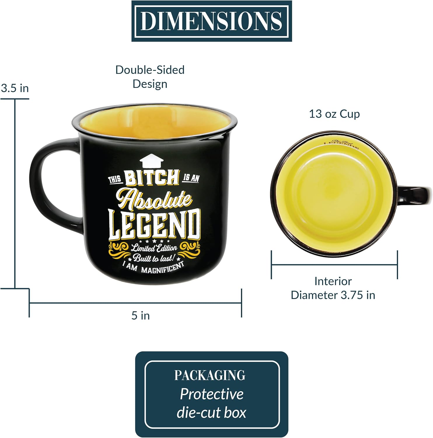 Pavilion Gift Company – Bitch Absolute Legend – Taza de cerámica de 13 onzas, taza de café de doble cara, taza de café sarcástica, regalos atrevidos