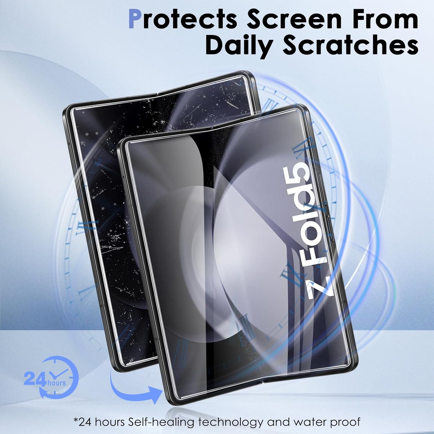 Paquete de 6 protectores de pantalla para Samsung Galaxy Z Fold 5, protector de pantalla frontal de vidrio templado + protector de pantalla interior