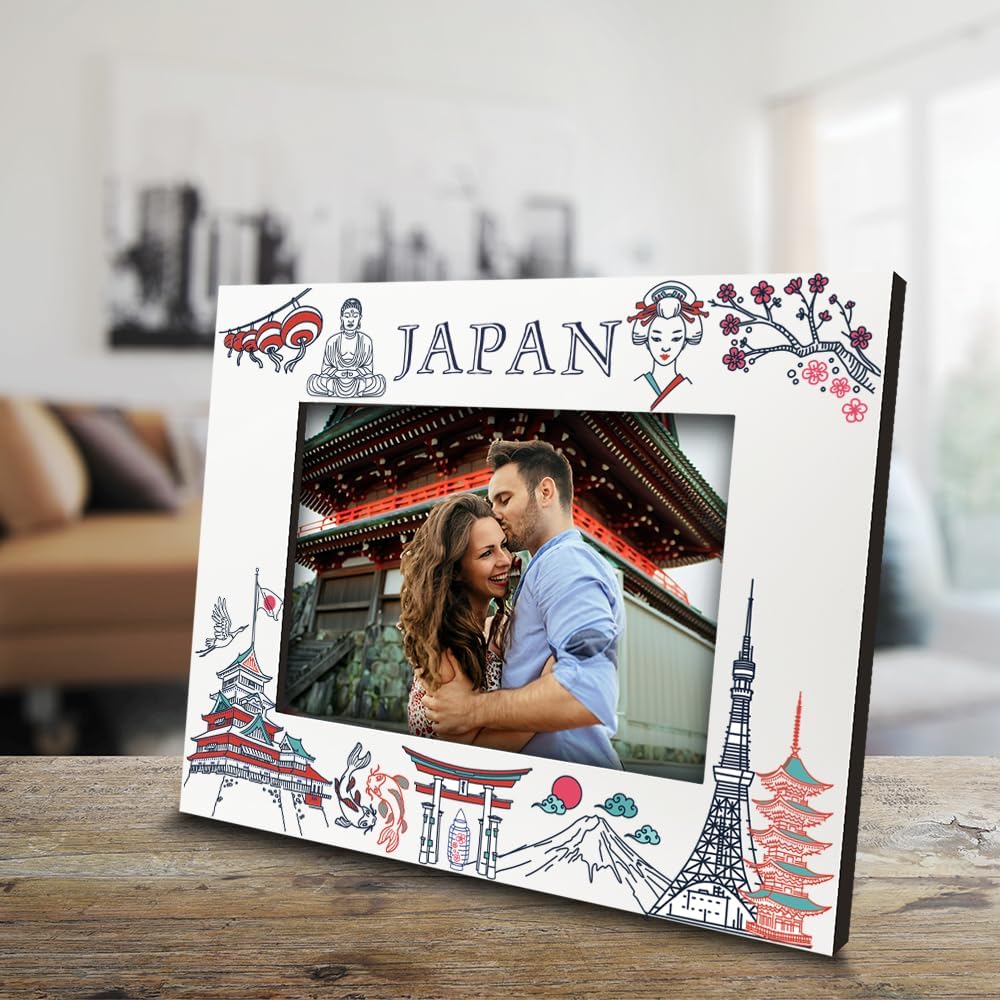 BELLA BUSTA – Marco de fotos con temática japonesa-boda, compromiso, luna de miel, vacaciones en Japón – Juego de diseño de símbolos japoneses con
