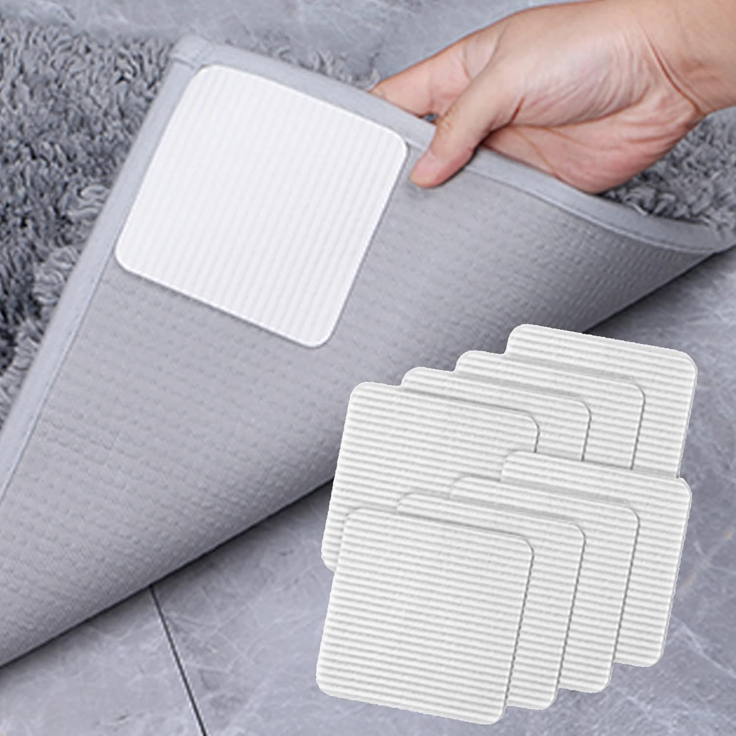 Agarre antideslizante para alfombra, tecnología al vacío, lavable, para suelos de madera dura, antirizos, mantiene la alfombra en su lugar, hace que