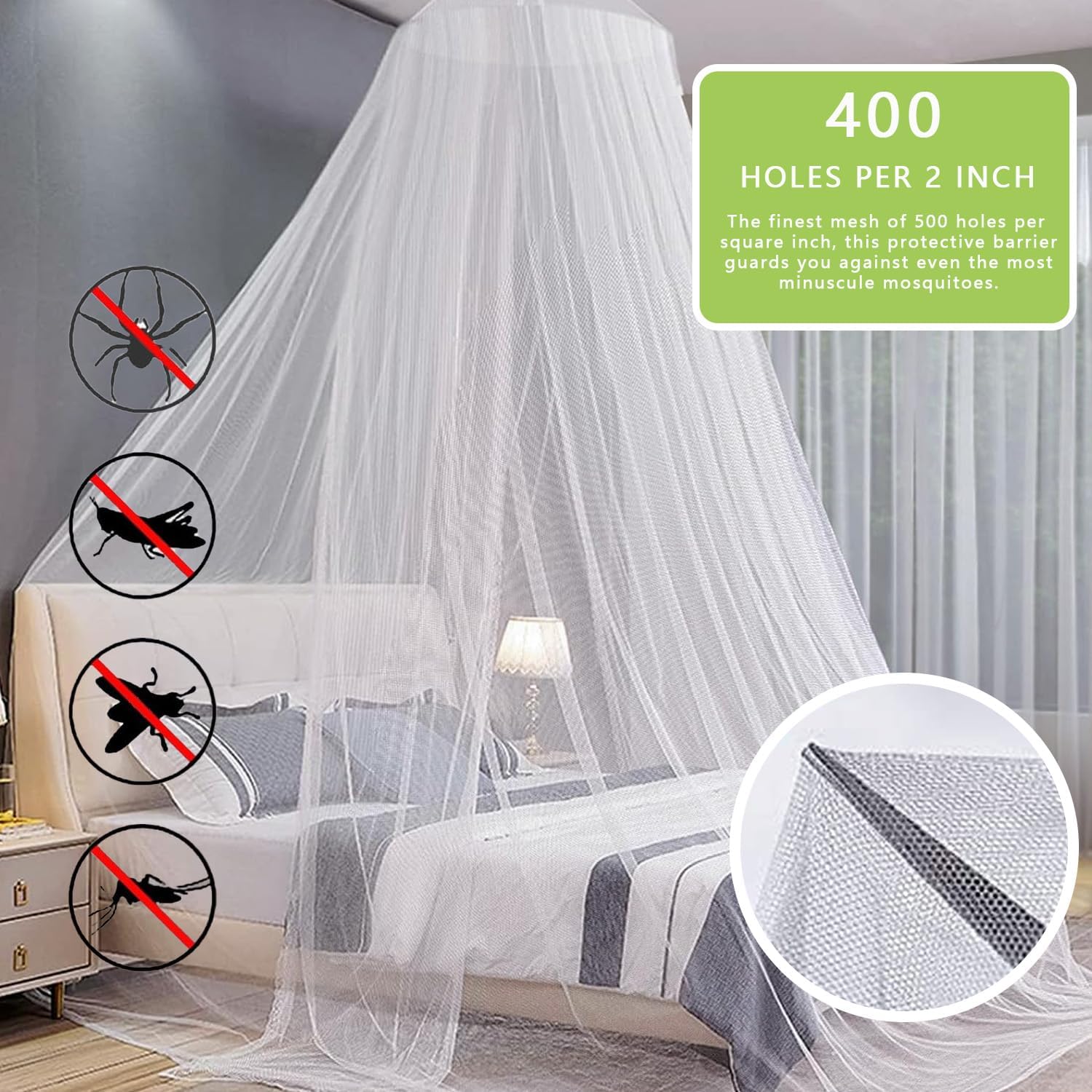 dix-rainbow Toldo para cama de mosquitero, elegante toldo de cama tamaño KingQueen para niñas, elegante toldo de cama con cúpula de mosquitera,