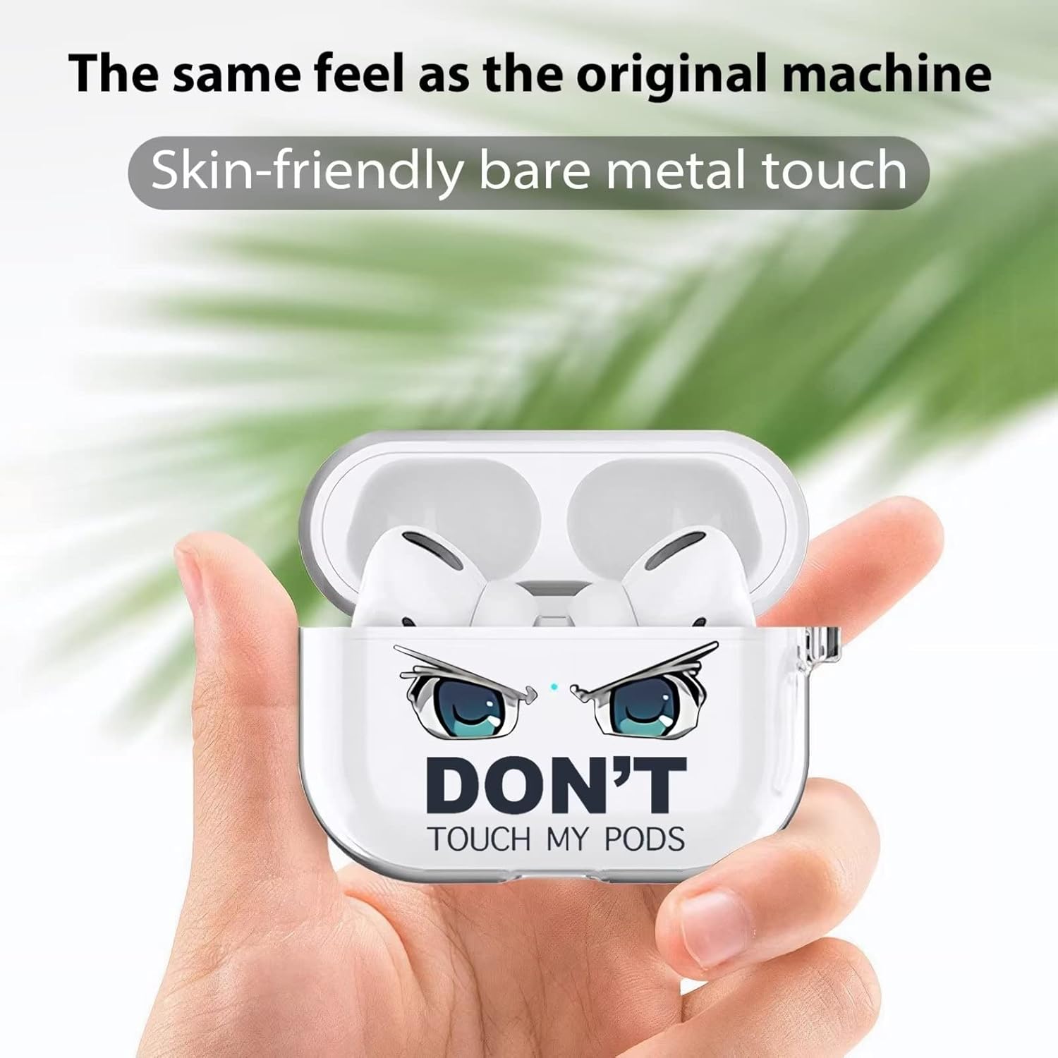 Funda transparente para AirPod Pro 2019, Don’t Touch My PODS Negro Cool Cover con llavero Big Eyes Cute Cartoon para AirPods Pro, funda transparente