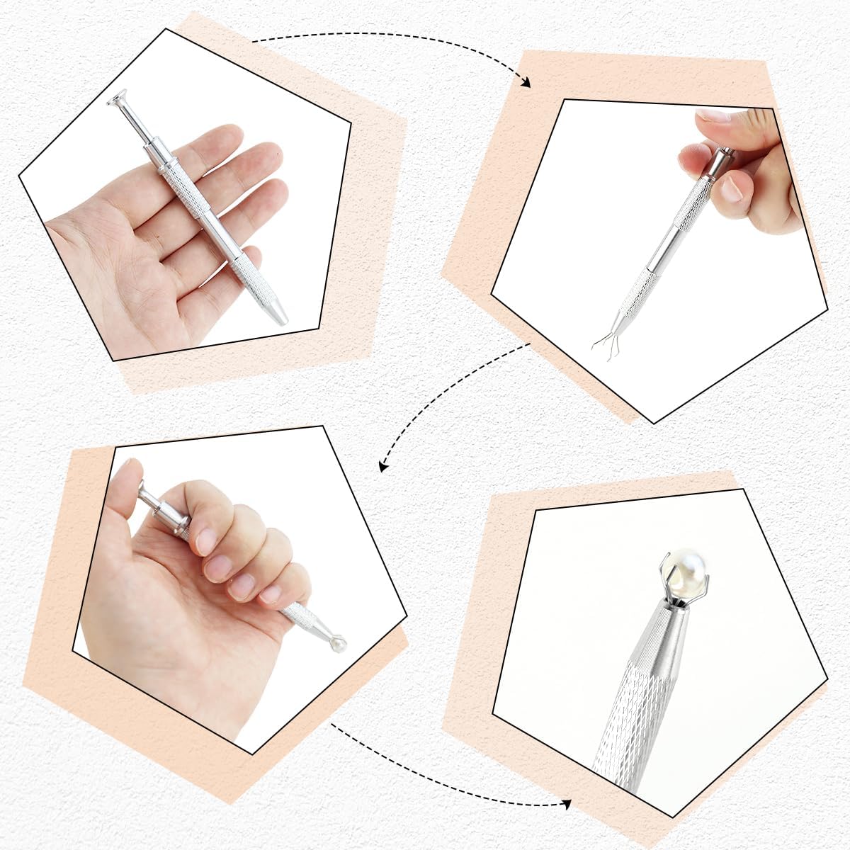 Paquete de 3 herramientas de recogida de 4 garras de joyero, 4 puntas, pinzas de garra de diamante, púas de chip BGA para recolección de piezas