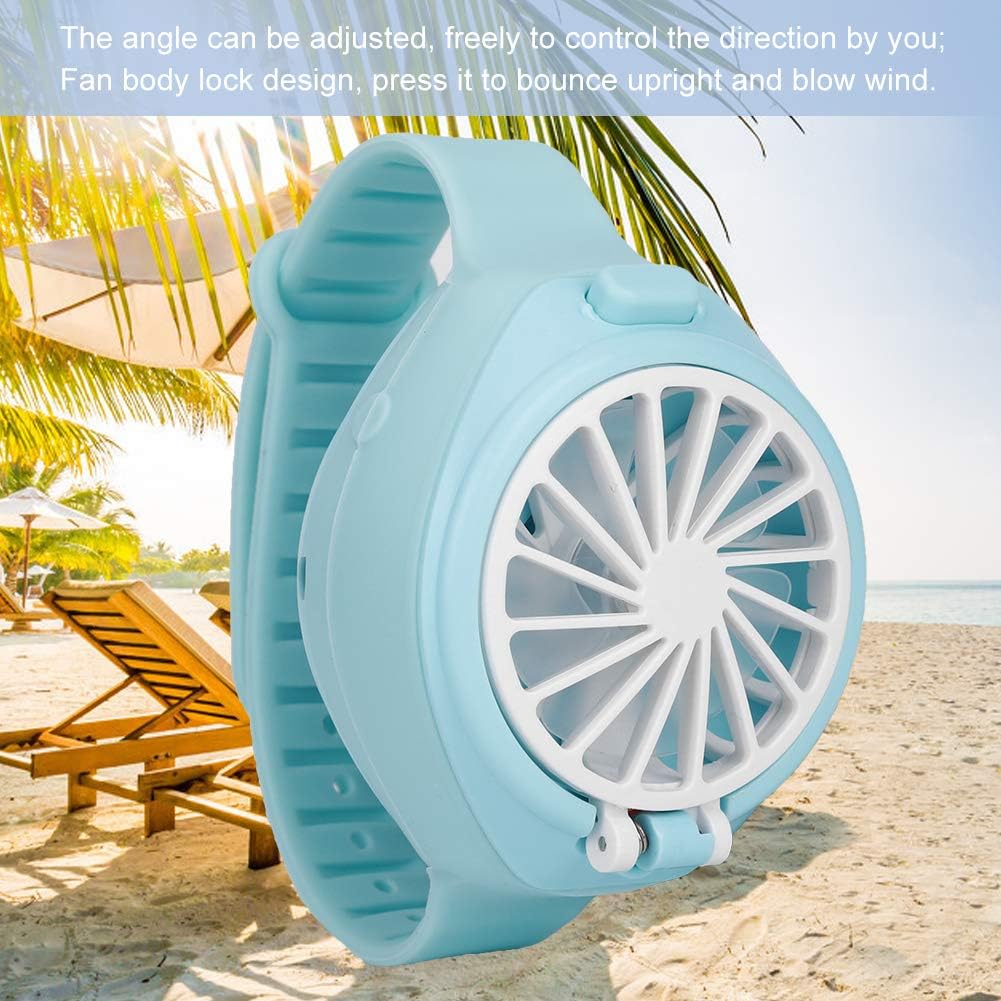 Ventilador con forma de reloj, 3.7 V 11.0×2.4 in, batería de polímero oscilante, ventilador de torre para exteriores, ventilador personal con correa