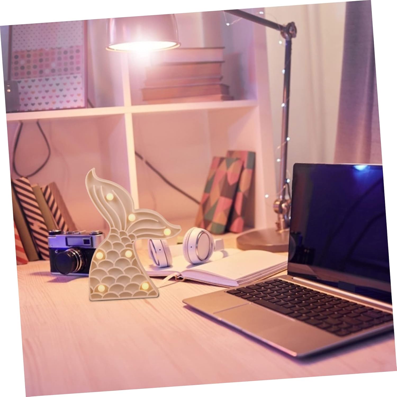 DOITOOL Lámpara de modelado de cola de pez, 3 piezas, luz nocturna, decoración de sirena, decoración del hogar, decoración para dormitorio, cola de