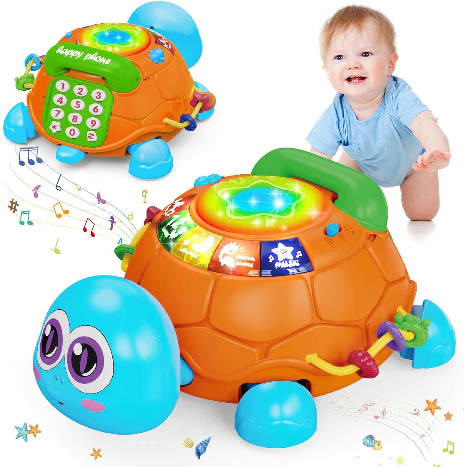 Ussybaby Juguetes para bebés de 6 a 12 meses, juguetes musicales para bebés de 12 a 18 meses, juguete de tambor de mano para teléfono, juguetes para