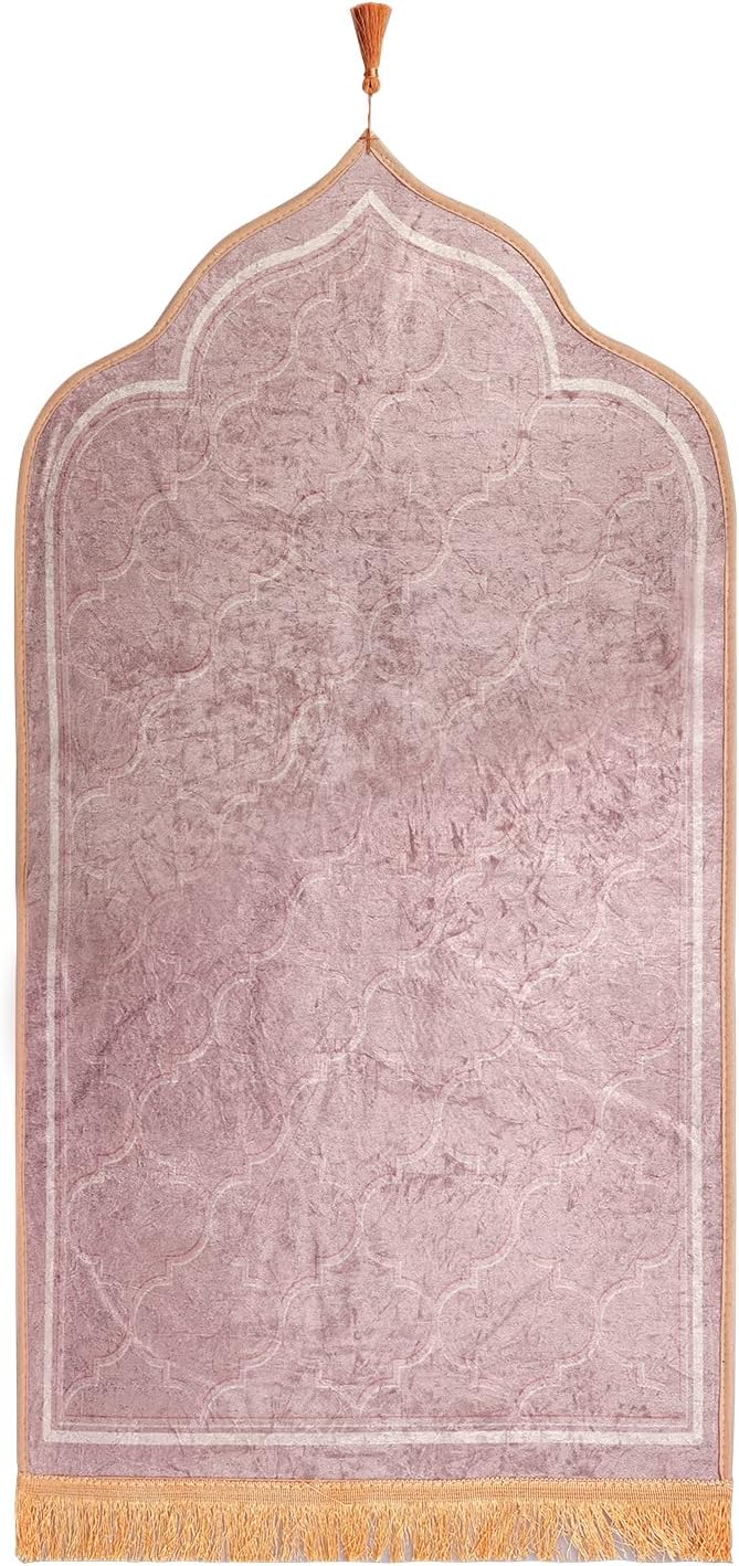 Alfombra de oración musulmana, alfombra de terciopelo islámico turco, para regalos de Ramadán, alfombra de oración de franela suave para mujeres y