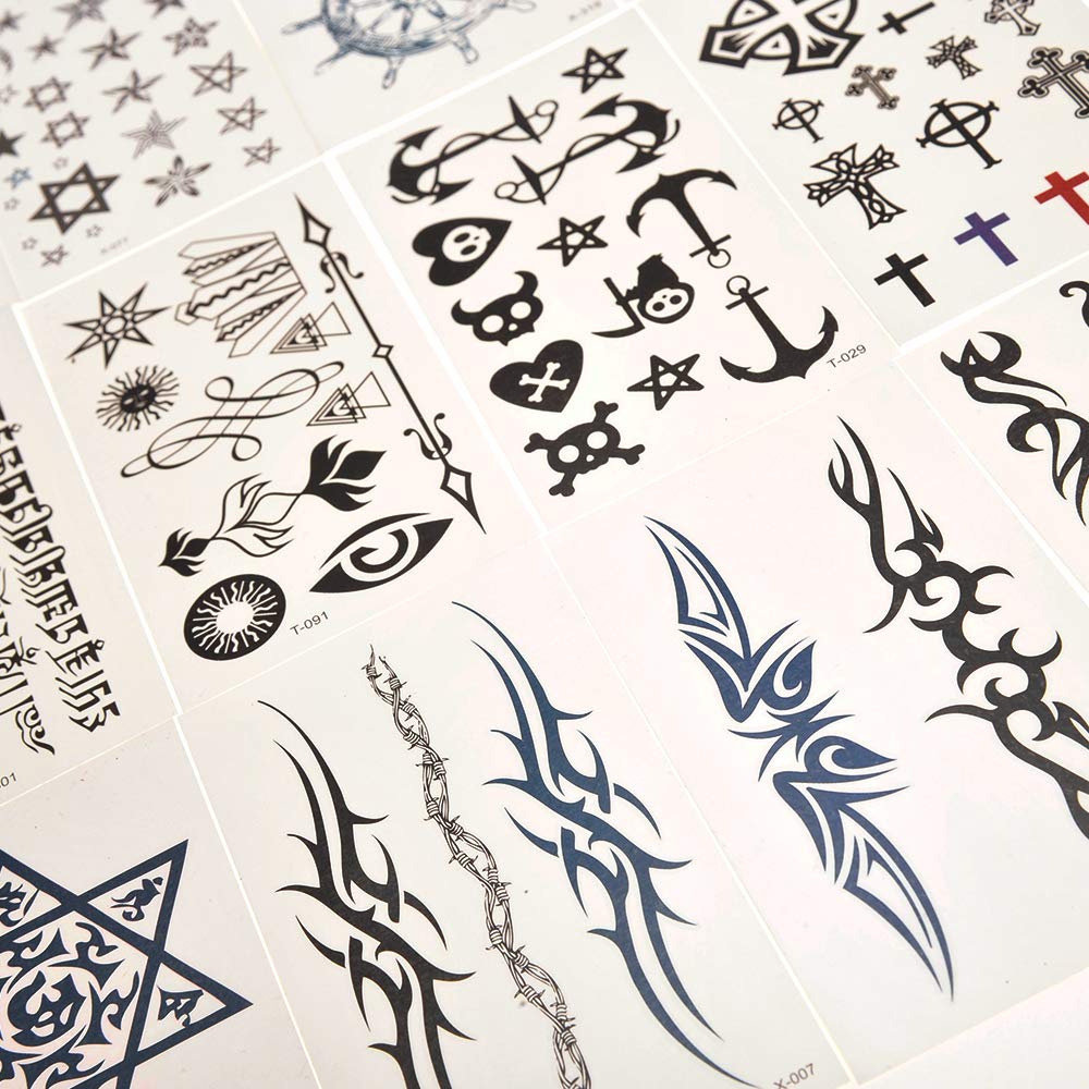PowerTRC Tatuajes temporales para adultos y niños  Tatuajes falsos temporales impermeables  Muchos diseños y símbolos diferentes