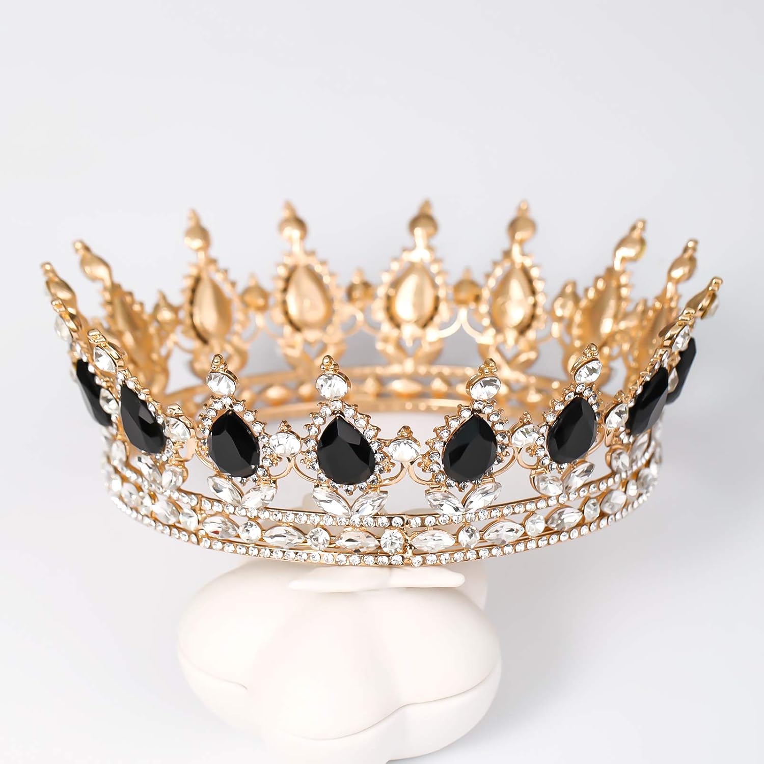 FORSEVEN Corona de reina con diamantes de imitación, coronas y tiaras de boda para mujer, accesorios para el cabello, corona de cumpleaños de
