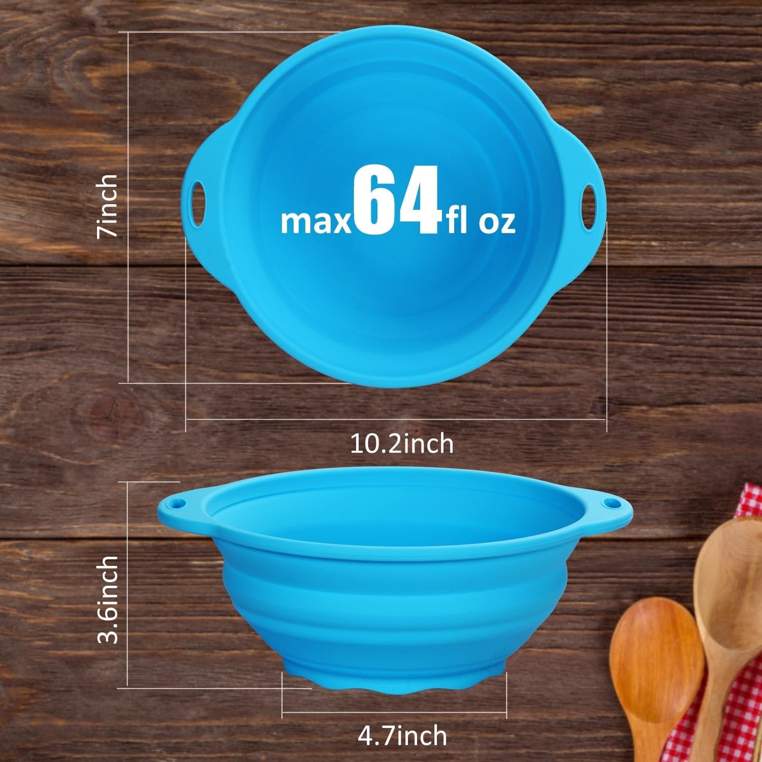 Jovilife Tazón plegable de silicona para ensalada, cuenco plegable para camping, senderismo, contenedor de almacenamiento de silicona de grado