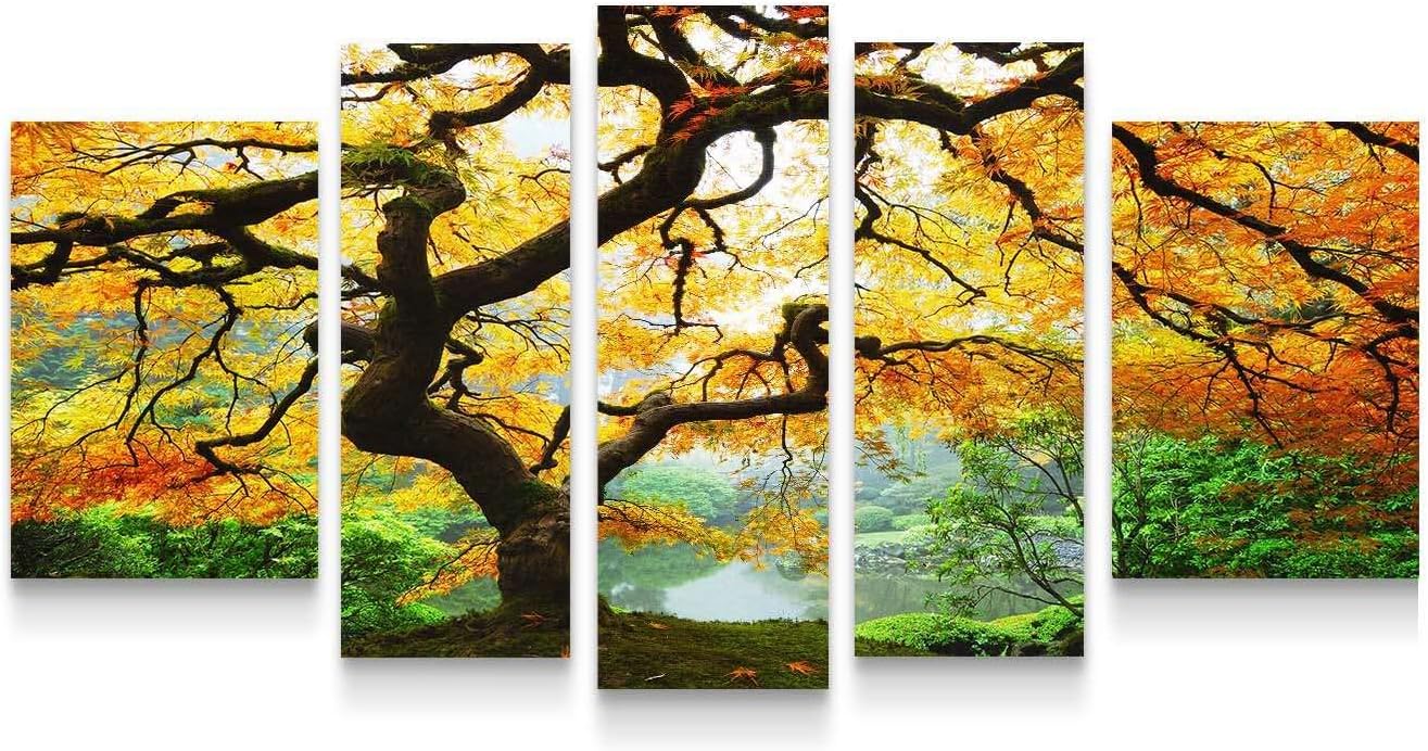 Startonight Lienzo decorativo para pared, diseño de arce, arte de pared enmarcado con naturaleza, 36 x 71 pulgadas, juego de 5