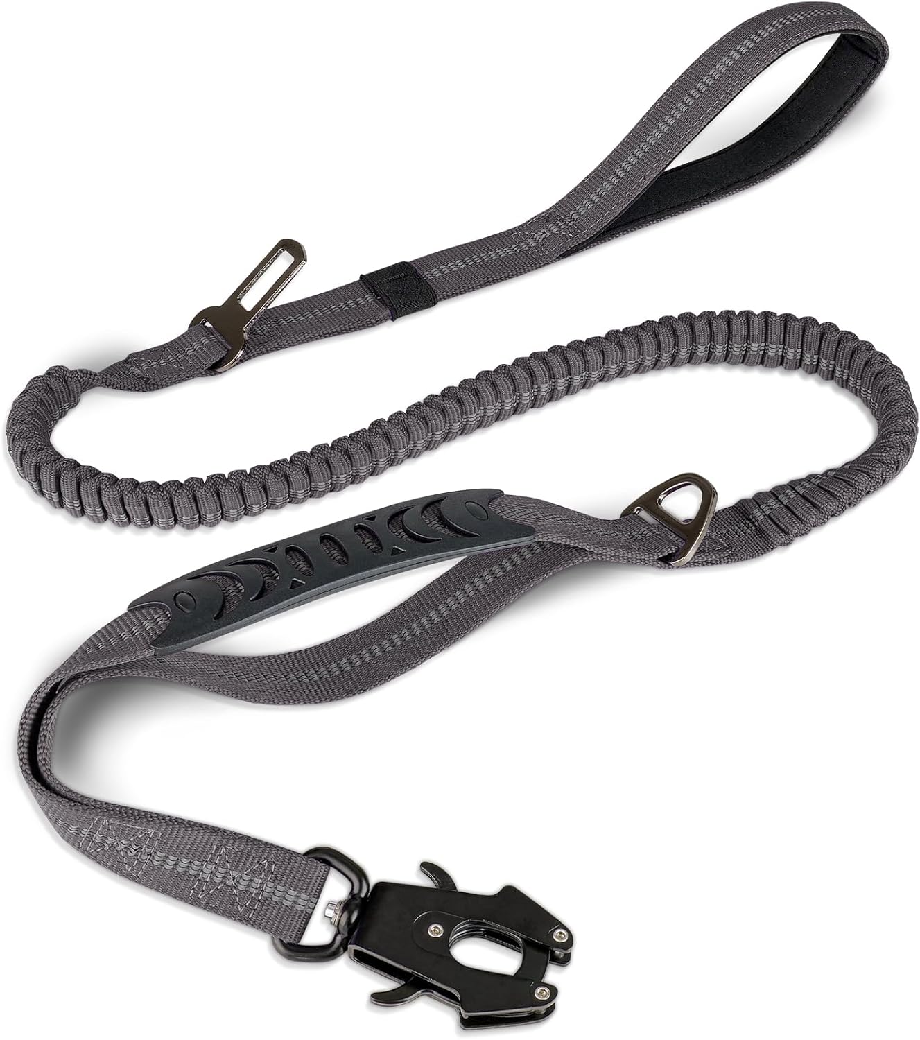 Joytale Correa táctica resistente para perro, 4-6 pies, con absorción de golpes, con 2 asas acolchadas, correa para perro sin tirones con clip de