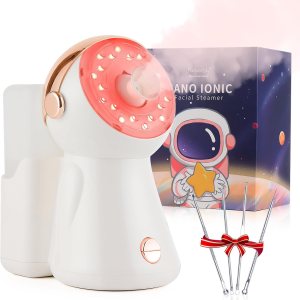Nano Ionic 3 en 1 vapor facial de niebla caliente 12.8 fl oz, humidificador de limpieza facial profunda con luz LED para cara, rociador de sauna en Nano Ionic 3 en 1 vapor facial de niebla caliente 12.8 fl oz, humidificador de limpieza facial profunda con luz LED para cara, rociador de sauna en